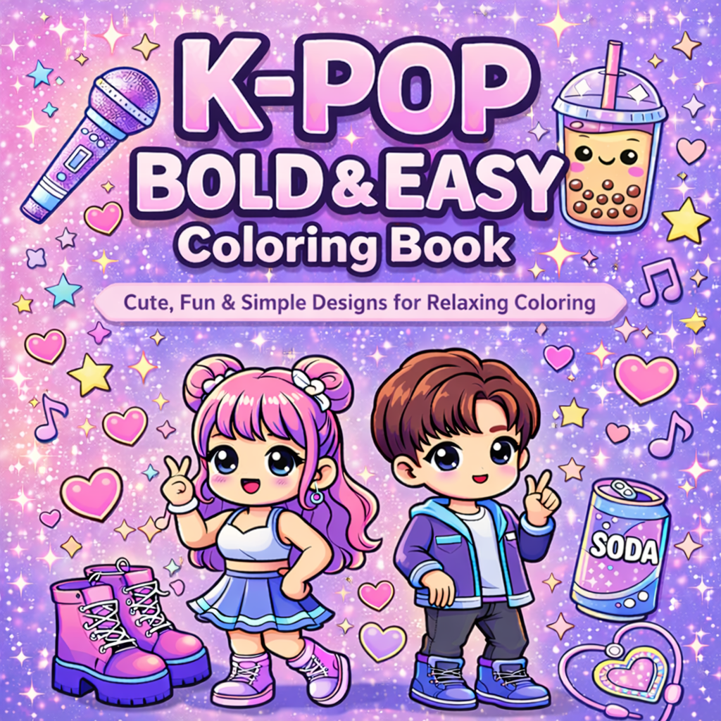 K-Pop Bold and Easy Coloring Book cover